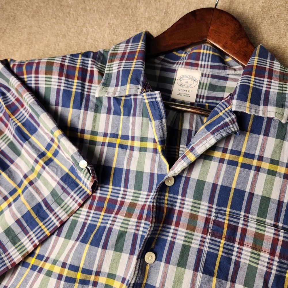 Brooks Brothers Button Down Mens XL Blue Multi Plaid Regent Fit Cotton Shirt